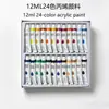 24 Cores Tubo de 12ml Conjunto de Tinta Acrílica Aquarela Pigmento de Pigmento para Pintura Artística Pintura à Mão DIY Grafite Pintura de Parede