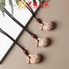 Tallado Creativo en Madera Ajo Pato Cadena para Teléfono Yiming Xianyuan Hombres y Mujeres Estilo Antiguo Lanyard para Memoria USB Colgante para Llaves Joyería