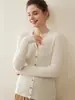 2026 Novo Cardigã 100% Caxemira Pura Outono e Inverno para Mulheres, Gola V Costurado Slim-Fit Jaqueta Suéter de Tricô Top