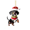 Nuevo Sombrero de Navidad Transfronterizo Perro Dachshund Árbol de Navidad Colgante Decorativo Acrílico Plano Regalo Colgante Decorativo