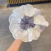 Elástico de Cabelo Extra Grande de Renda Bordada Vazada com Bloqueio de Cor e Bordas Largas para Fazer o Rosto Parecer Menor, Adequado para Mulheres com Cabeças Pequenas e para Realçar o Volume do Cabelo