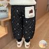 Pantalones de Algodón con Forma de Corazón para Niñas Invierno 2025 Nuevos Elegantes Pantalones Gruesos de Felpa para Niños Cálidos de Invierno para Uso al Aire Libre