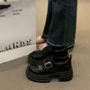 Sapatos de Couro Estilo Britânico com Solado Grosso para Mulheres 2025 Novos Outono e Inverno Mocassins Retro Versátil Sapatos para Comutação JK