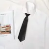 Corbata Negra Perezosa para Estudiantes Hombres y Mujeres, Decoración de Camisa Estilo Universitario JK Japonés sin Cremallera, Casual Atada a Mano