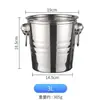 Cubo de Hielo de Acero Inoxidable Portátil Espesado Cabeza Redonda Cubo para Champagne Cubo para Vino de Bar Cubo para Cerveza Ktv Metal Espesado
