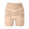Shorts Modeladores de Seda Gelada de Cintura Alta para Controle da Barriga Feminino, Sem Costura, Não Enrola, Virilha Antibacteriana, Estilo Fino, Shorts de Segurança Anti-Exposição