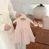 Vestido de Princesa Rosa Suave Estilo Coreano para Niñas, Conjunto de Verano para Bebés con Diseño de Lazo Grande, Vestido de Malla Abullonado
