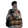 Suéter de Natal Fair Isle para Homens, Estilo Retro Japonês, Marca Trendy Vintage Grossa Roupa Íntima, Malharia de Inverno Atacado