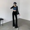 Jeans de Campana Versátiles Estilo Americano para Mujer 2022 Nueva Versión Coreana de Corte Ajustado Pantalones de Campana de Cintura Alta