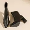 Botas de Piel de Cordero Estilo Francés Tacón Grueso Elásticas Adelgazantes Puntiagudas Nuevas Botines de Tacón Alto Botas de Otoño Invierno para Mujer