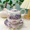 Pequeño Set de Té de la Tarde de Lujo Alto Valor de Color Olla para Madre y Madre Taza de Café de Cerámica Creativa Taza de Té de Flores Una Taza Un Plato Tetera