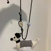 Ins Lindo Dibujo Animado Cachorro Oso Collar Largo de Halter Accesorios de Decoración para Exteriores con Clip para Mujer