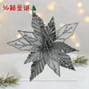 Nuevas Decoraciones Navideñas Flor de Pascua de Lentejuelas de Doble Capa Flor de Poinsettia de Lentejuelas Brillantes Decoración para Árbol de Navidad Flor