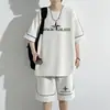 Camiseta de Algodão Puro Pesado de Manga Curta para Homens, Casual de Verão com Caimento Solto, Tamanho Grande, Camiseta Moderna com Estampa e Gola Redonda de Meia Manga para Adolescentes