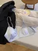 Orelhas de Coelho Cetim Leiteiro Decote em V Profundo Francês Lingerie Feminina Alças Finas Sem Costura Triângulo Pequeno Seio Sem Aro