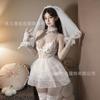 Huan Ye Renda Malha Transparente Sexy Decote em V Profundo Vazado Lingerie Sexy Tentação Decote Baixo Macacão Conjunto de Pijama Feminino