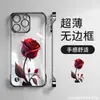 Soporte de Rosa Roja Adecuado para Funda de Teléfono Móvil Transparente Apple 16 Xiaomi 15Pro Borde Cromado Sin Bordes 13 Sentido de Alta Gama 14