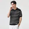Ropa de Hombre Fengshe / Nueva Camisa de Manga Corta Verano 2026 Estilo Old Money Lyocell Camisa Polo Clásica de Rayas Manga Corta
