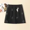 Traje de Falda Corta con Lentejuelas y Perlas de Corte en A para Mujer Verano 2026 Nuevo Elegante Bodycon de Cintura Alta Adelgazante