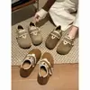 Pacote Completo de Sapatos Birkenstock 2026 Novo Modelo Bico Redondo Salto Escondido Sapatos Baixos Versáteis para o Dia a Dia Estilo Campus Francês para Meninas