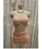 [3 Cores] Novo Top Tubo Liso Simples Retrô com Cordão Conjunto de Três Peças Estilo Saia que Cobre o Quadril Sexy de Alta Qualidade Maiô com Fenda