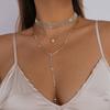 Europa y Estados Unidos transfronterizo nueva joyería moda personalidad popular diamante completo rayo cuello pedrería largo multicapa cadena para el cuello collar
