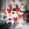 24 Piezas Adornos de Moño Navideño para Cupcakes, Suministros para Decoración de Pasteles de Fiesta Navideña