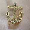 Broche Âncora com Strass Transfronteiriço Corsage para Terno Masculino Jaqueta Corta-Vento Azul Temperamento Fashion Joia
