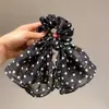 Coletero de Cinta de Lazo de Puntos Negros y Blancos de Gama Alta, Lazo para el Cabello Retro de Nicho, Mismo Estilo que el de los Bloggers, Lazo para el Cabello para la Parte Trasera de la Cabeza