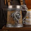 Copo de Cerveja de Resina com Barril de Madeira de Personalidade Criativa Copo de Cerveja de Aço Inoxidável Imitação de Madeira Feito à Mão Criativo Copo de Água para Bar de Grande Capacidade