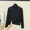 Camisa Base Térmica de Gola Meia-Alta Engrossada para Mulheres, Escovada, Slim Fit, Manga Longa, Outono/Inverno, Com Pelúcia, Engrossada, Top Casual