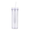 Taza de Agua de Moda Estilo Ins Europeo y Americano Taza Delgada de Doble Capa con Popote Taza Transparente Recta con Popote Taza de Agua de Doble Capa