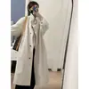 Elegante gabardina color blanco roto para mujer, de longitud media, hasta la rodilla, nuevo diseño primavera/otoño 2026, prenda exterior elegante y sofisticada