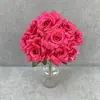 Flor de simulação flor de rosa artificial 9 cabeças buquê de rosa com diamante simulação com folhas decoração de casamento decoração de casa flor artificial