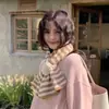 Bufanda Cruzada de Punto Rayada para Mujer, Estilo Coreano Otoño e Invierno, Bufanda de Lana de Moda Informal, Calentador de Cuello Versátil