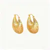 Pendientes Huecos Creativos en Forma de U, Chapados en Cobre con Oro Real, Pendientes Clásicos de Moda de Alta Gama para Mujer, Pinzas para Orejas Estilo Ins Europeo y Americano