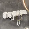 Ganchos de Parede Multifuncionais Sem Furos Estilo Luxo Leve Pendurador de Armazenamento Sem Pregos Atrás da Porta Ganchos Adesivos Galvanizados com Textura de Geleira Seis Ganchos