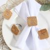 Anillo de servilleta tejido de gran venta transfronteriza, nuevo anillo de servilleta de ratán natural puro, hebilla de servilleta de madera estilo europeo retro simple