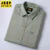 Camisa de hombre para primavera y otoño, holgada, color liso, moda casual, top de manga larga, solapa, lavado a la arena, abrigo, moderno, bordado, 2058