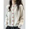 Cardigan Jaqueta de Tricô Manga Longa com Botão de Coração Estilo Coreano Feminino Inverno Novo Tamanho Grande Menina Cheinha Cobertura de Carne Top Cardigan de Tricô