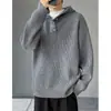 Suéter tejido casual con capucha para hombre, jersey holgado de manga larga, cálido y cómodo para principios de otoño, versátil y minimalista en color liso