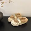 Estilo Doce Headband de Pelo com Bolinhas Chinelos para Mulheres Inverno 2026 Outdoor Sola Grossa Slip-on Antiderrapante Quente Chinelos de Pelúcia
