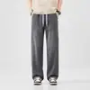 Pantalones de verano finos y holgados de pierna recta para hombre Tencel 2026, pantalones largos casuales versátiles de pierna ancha de moda