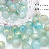 Grânulos de vidro imitação de Jade 10mm feitos à mão, degradê bicolor, redondos, material para DIY, acessórios para pulseira, colar, brincos