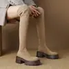 43 botas botas finas botas gruesas botas de tacón alto 33 nuevas elásticas comercio exterior botas de jinete Amazon botas hasta la rodilla gamuza niños