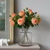 Flor artificial de tela de seda de alta calidad con flor artificial yang decoración del hogar flor falsa boda color primavera cuatro horquillas multi-cabeza rosa Xuan Ya