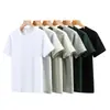 Top unisex liso de manga corta, cuello redondo, 230g, 21 hilos, peinado compacto, hilado siro, algodón puro, simple, versátil