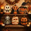 2026 Nueva Decoración Retro de Halloween Pequeñas Figuras de Madera Adornos Artesanía de Madera Creativa para el Hogar y el Escritorio