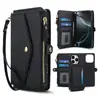 Funda para teléfono móvil antirrobo RFID adecuada para Apple 18Pro, Funda de cuero con cremallera para teléfono móvil tipo bandolera Samsung S26Ultra