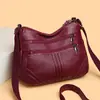 Bolso bandolera grande de cuero PU suave, simple y versátil para mujer, bolso de hombro versátil de cuero lavado ligero, bolso de mamá